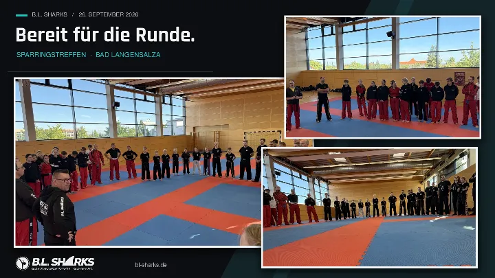 Sparringstreffen 26.09.2026, Collage: Teilnehmende im Kreis, Trainer erklärt den Ablauf der nächsten Runde